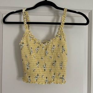 Yellow Hollister smocked tank